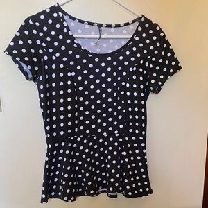 H&M Black and White Polka Dot Short Sleeve Tee